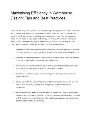Maximising Efficiency in Warehouse Design_ Tips and Best Practices