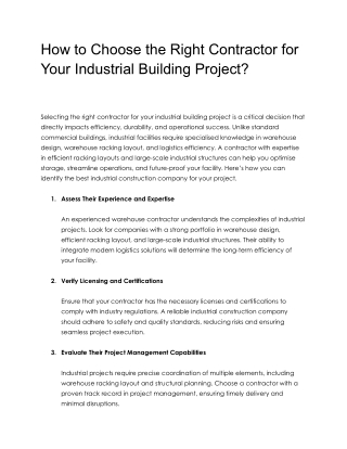How to Choose the Right Contractor for Your Industrial Building Project