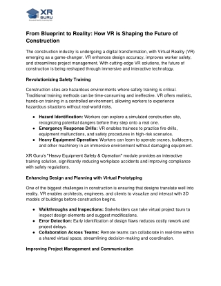 From Blueprint to Reality: How VR is Shaping the Future of Construction