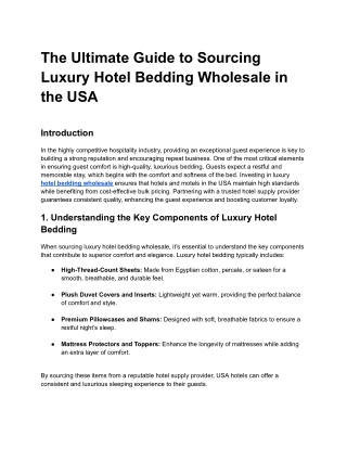 The Ultimate Guide to Sourcing Luxury Hotel Bedding Wholesale in the USA