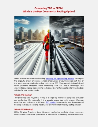 Comparing TPO vs EPDM Which Is the Best Commercial Roofing Option