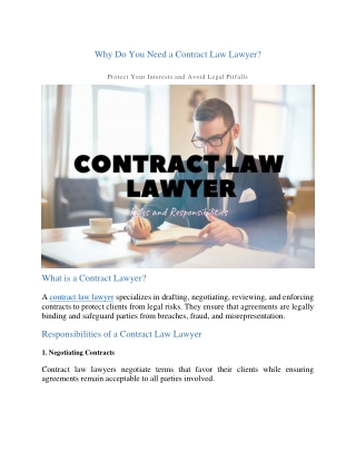 Why Do You Need a Contract Law Lawyer?