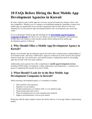 Best Mobile App Development Agencies in Kuwait