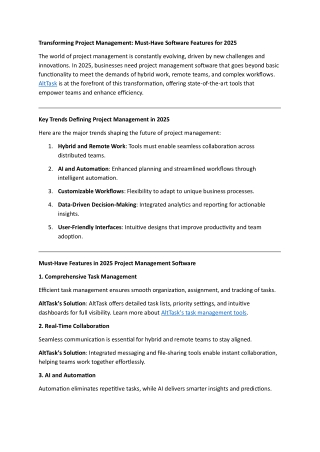Transforming Project Management Must-Have Software Features for 2025