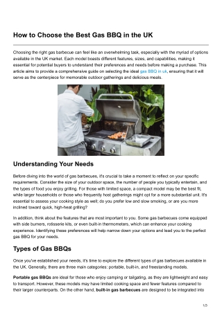 How to Choose the Best Gas BBQ in the UK