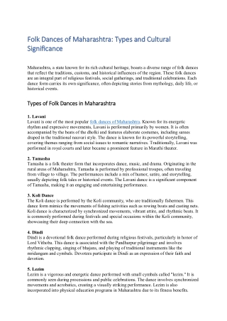 Folk Dances of Maharashtra: Types and Cultural Significance