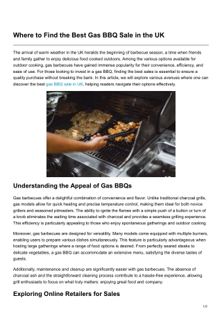 Where to Find the Best Gas BBQ Sale in the UK