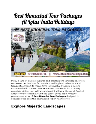 Best Himachal Tour Packages