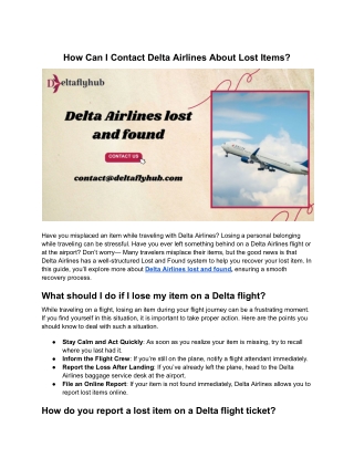 Essential Facts About Delta Airlines Lost and Found