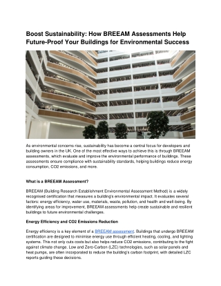 Boost Sustainability: How BREEAM Assessments Future-Proof Your Buildings