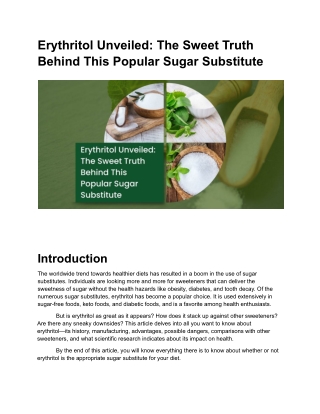 Erythritol Unveiled_ The Sweet Truth Behind This Popular Sugar Substitute