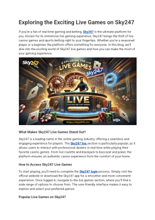 Exploring the Exciting Live Games on Sky247
