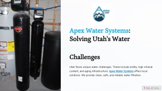 Apex Water Systems - Solving Utah's Water