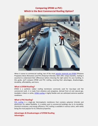 Comparing EPDM vs PVC Which Is the Best Commercial Roofing Option