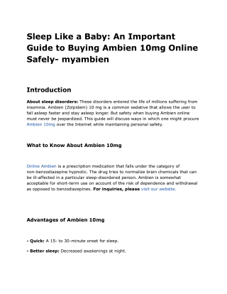 Buying Ambien 10mg Online