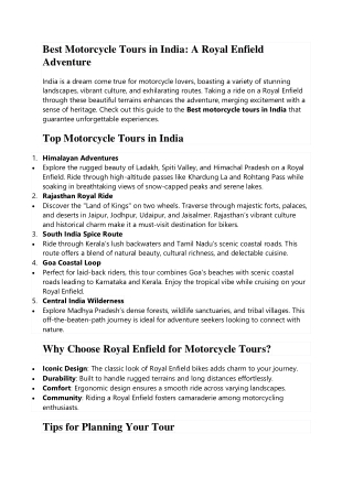 Looking for the best motorcycle tours in India?
