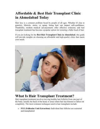 Affordable & Best Hair Transplant Clinic in Ahmedabad