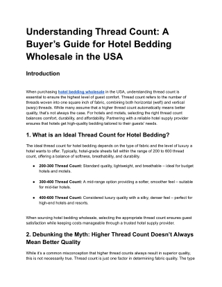 Understanding Thread Count_ A Buyer’s Guide for Hotel Bedding Wholesale in the USA