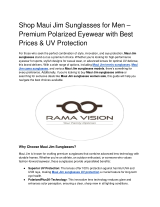 Shop Maui Jim Sunglasses for Men – Premium Polarized Eyewear with Best Prices & UV Protection