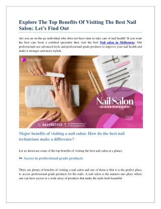 Explore The Top Benefits Of Visiting The Best Nail Salon: Let’s Find Out