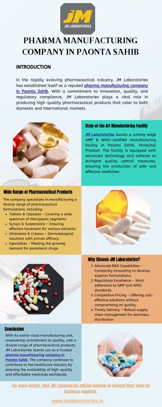 Pharma Manufacturing Company in Paonta Sahib