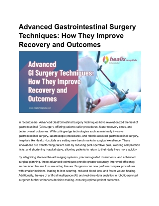 Advanced Gastrointestinal Surgery Techniques_ How They Improve Recovery and Outcomes