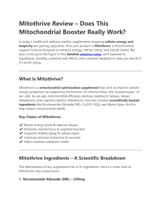 Mitothrive Review