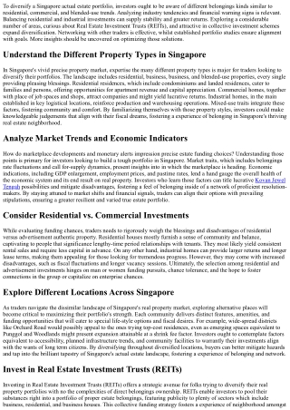 10 Tips for Diversifying Your Singapore Real Estate Portfolio