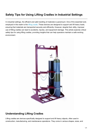 Safety Tips for Using Lifting Cradles in Industrial Settings