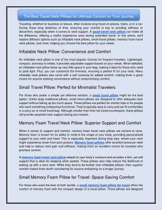 The Best Travel Neck Pillows for Ultimate Comfort on Your Journey