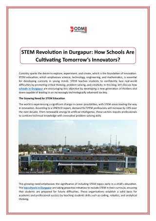 STEM Revolution in Durgapur How Schools Are Cultivating Tomorrow’s Innovators