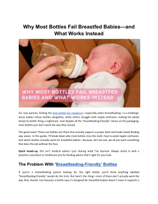 Why Most Bottles Fail Breastfed Babies—And What Works Instead
