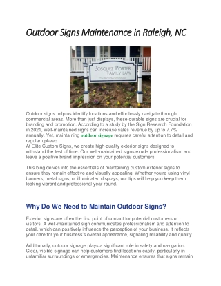 Outdoor Signs Maintenance in Raleigh, NC