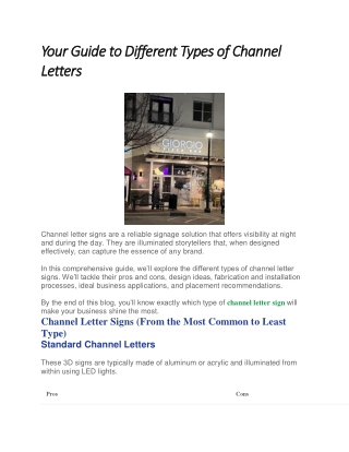 Your Guide to Different Types of Channel Letters