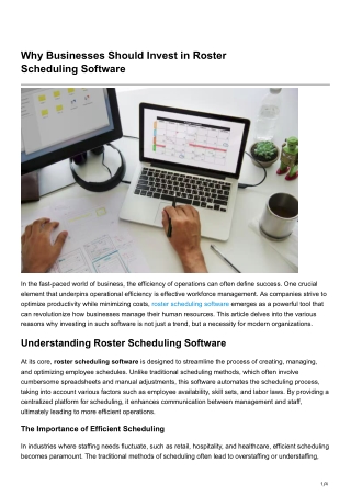 Why Businesses Should Invest in Roster SchedulingSoftware