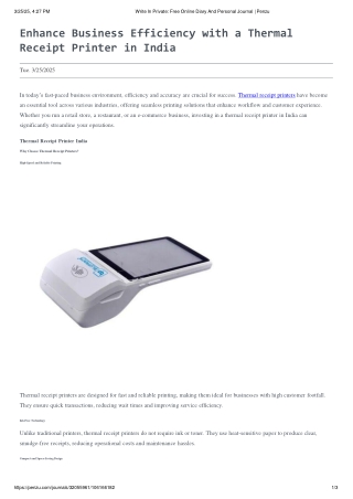 Enhance Business Efficiency with a Therma Receipt Printer in India