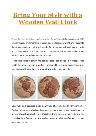 Bring Your Style with a Wooden Wall Clock