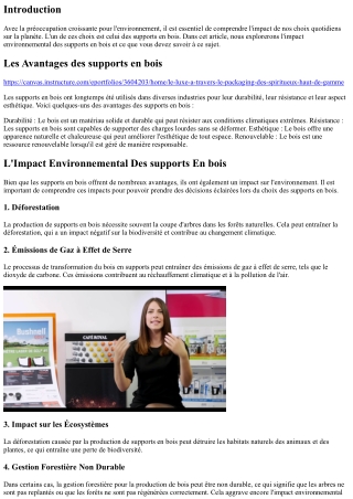 L'Impact Environnemental Des supports En bois: Ce Que Vous Devez Savoir