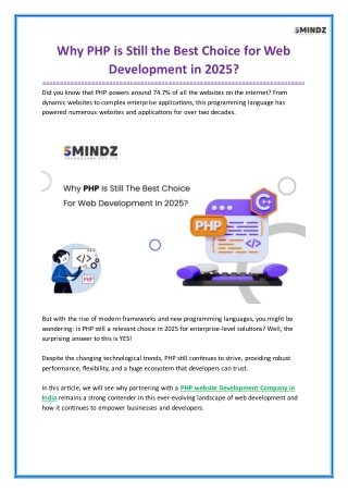 Why PHP is Still the Best Choice for Web Development in 2025?