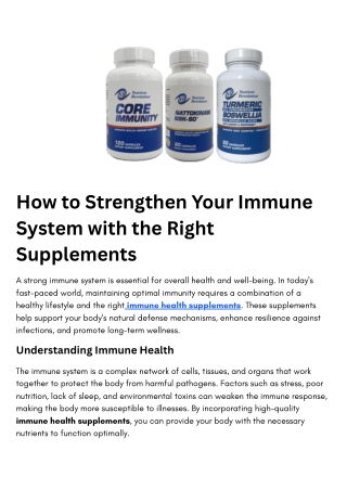 How to Strengthen Your Immune System with the Right Supplements