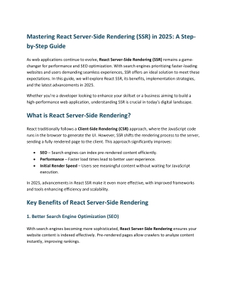 Mastering React Server-Side Rendering (SSR) in 2025: A Step-by-Step Guide