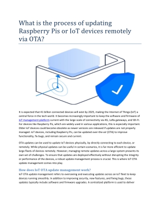 What is the process of updating Raspberry Pis or IoT devices remotely via OTA