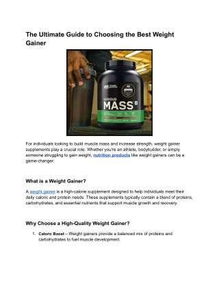 The Complete Guide to Selecting the Best Weight Gainer