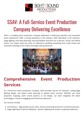Event Production Company- Sight and Sound Production