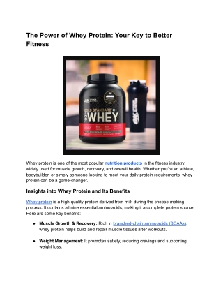 The Power of Whey Protein_ Your Key to Better Fitness
