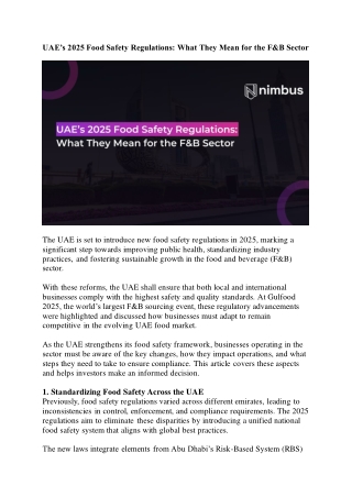 UAE Food Safety Regulations - Nimbus