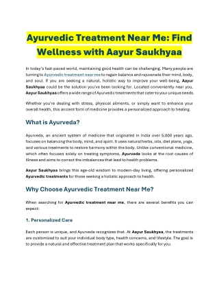 ayurvedic treatment near me