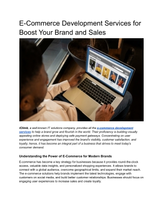 E-Commerce Development Services for Boost Your Brand and Sales