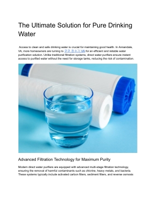 The Ultimate Solution for Pure Drinking Water