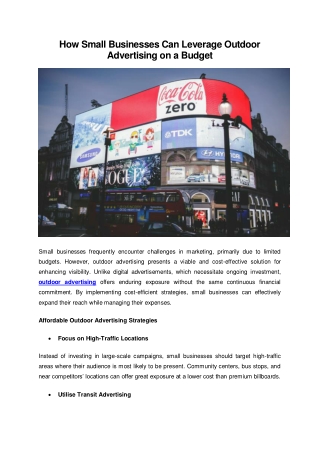 How Small Businesses Can Leverage Outdoor Advertising on a Budget